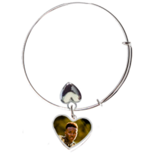 Adjustable Bracelet - Heart Photo and Silver Heart Charm
